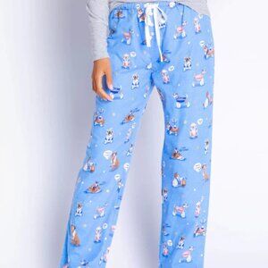 P.J. Salvage Happy Pawnukkah Hanukkah Pajama Pants Bright Blue Women XS
